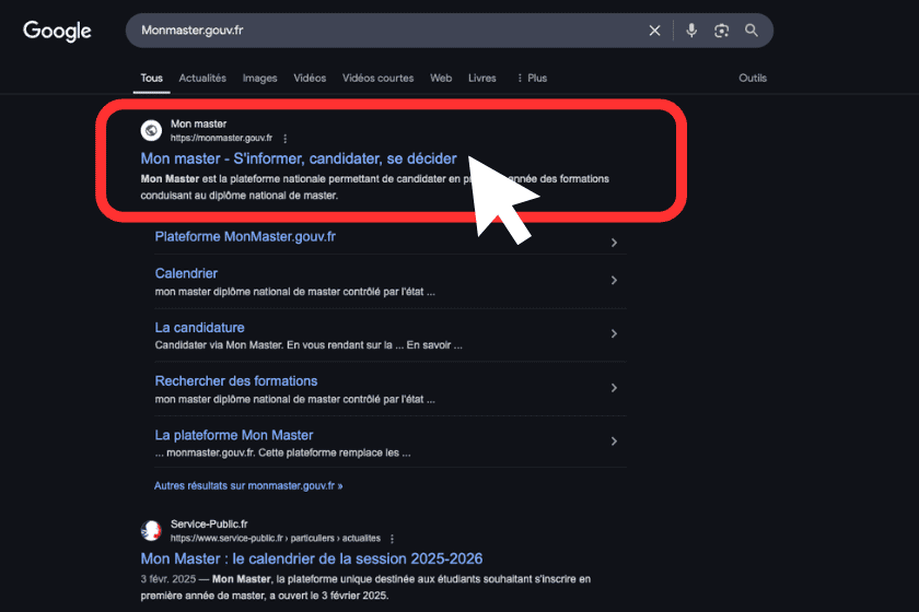 Etape 1 inscription Mon Master